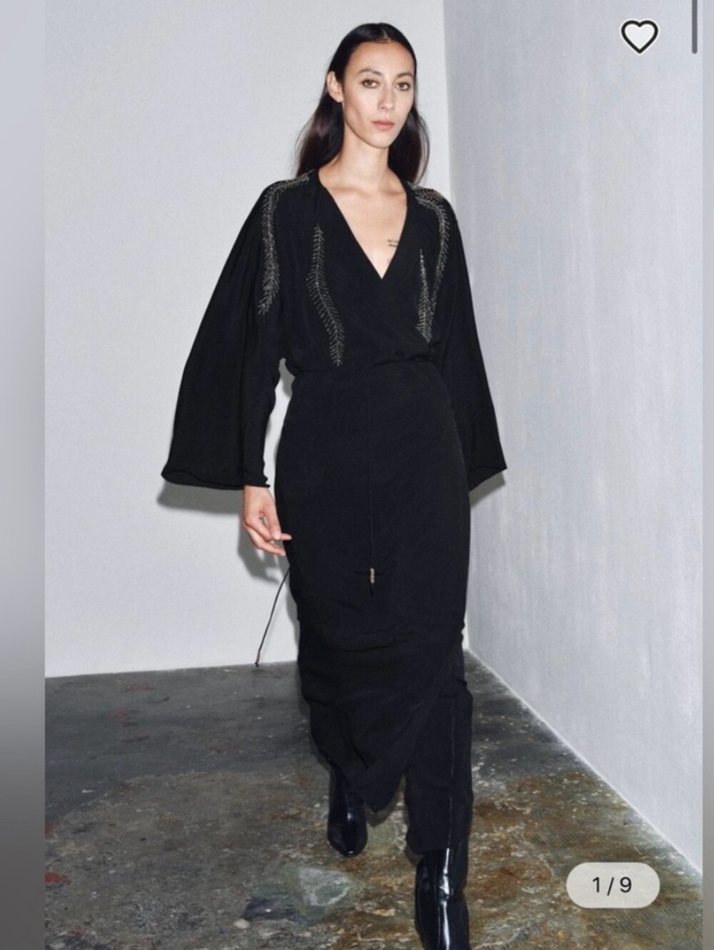 Zara Black Maxi Dress with Subtle Shoulder Embroidery